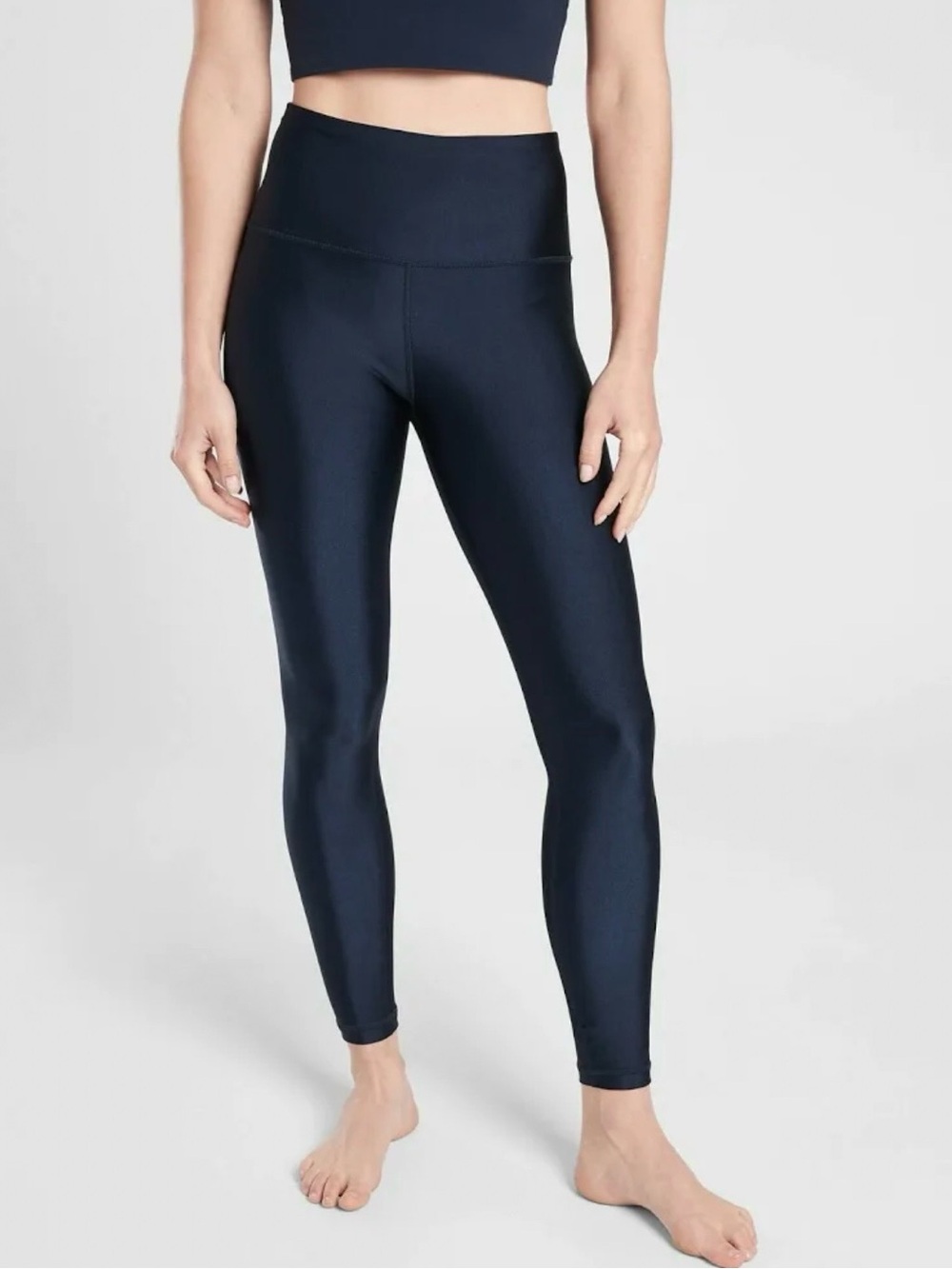 Athleta Elation Shine Tight Navy Blue High Rise Leggings Yoga Athleisure Pants